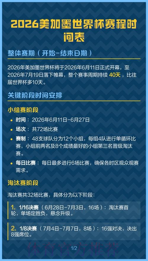 2026世界杯每日赛程什么时候开始